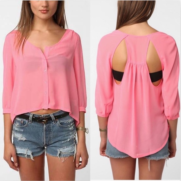 EUC SPARKLE & FADE Sheer Pink Blouse from URBAN OUTFITTERS Size Medium - Picture 2 of 5